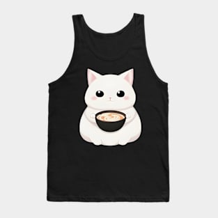 Cute Cat Holding a Cup of Ramen Tank Top